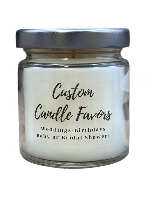 Custom wedding candle favors baby and bridal shower 4 ounce