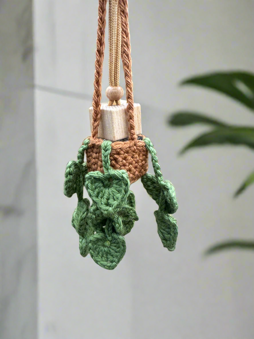 Hanging Plant Basket Car Air Freshener Cover Diffuser Travel Boho Crocheted