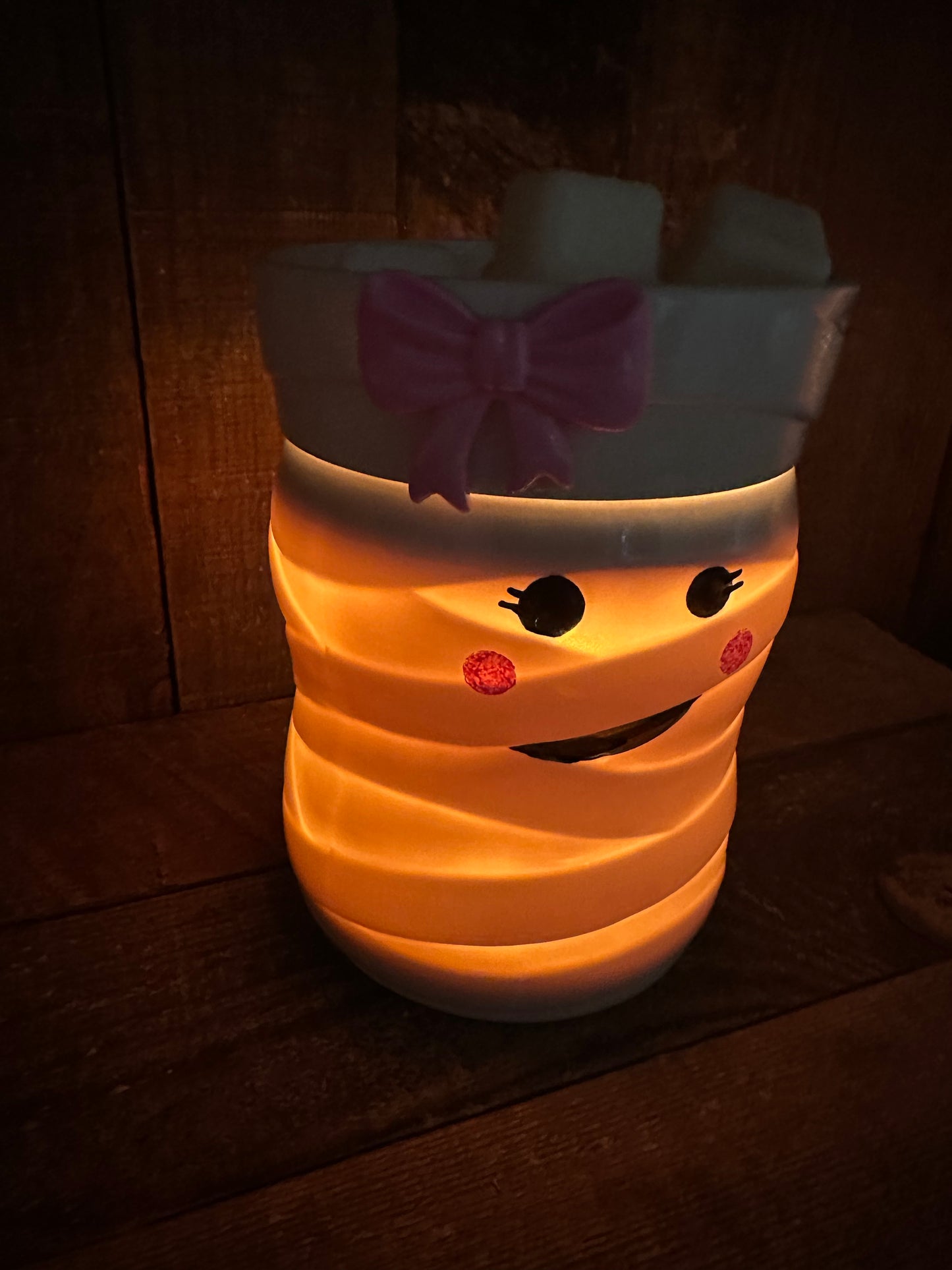 Ghost or Mummy Halloween Cute Light Up Wax Warmer Fall Essential Oil Melter
