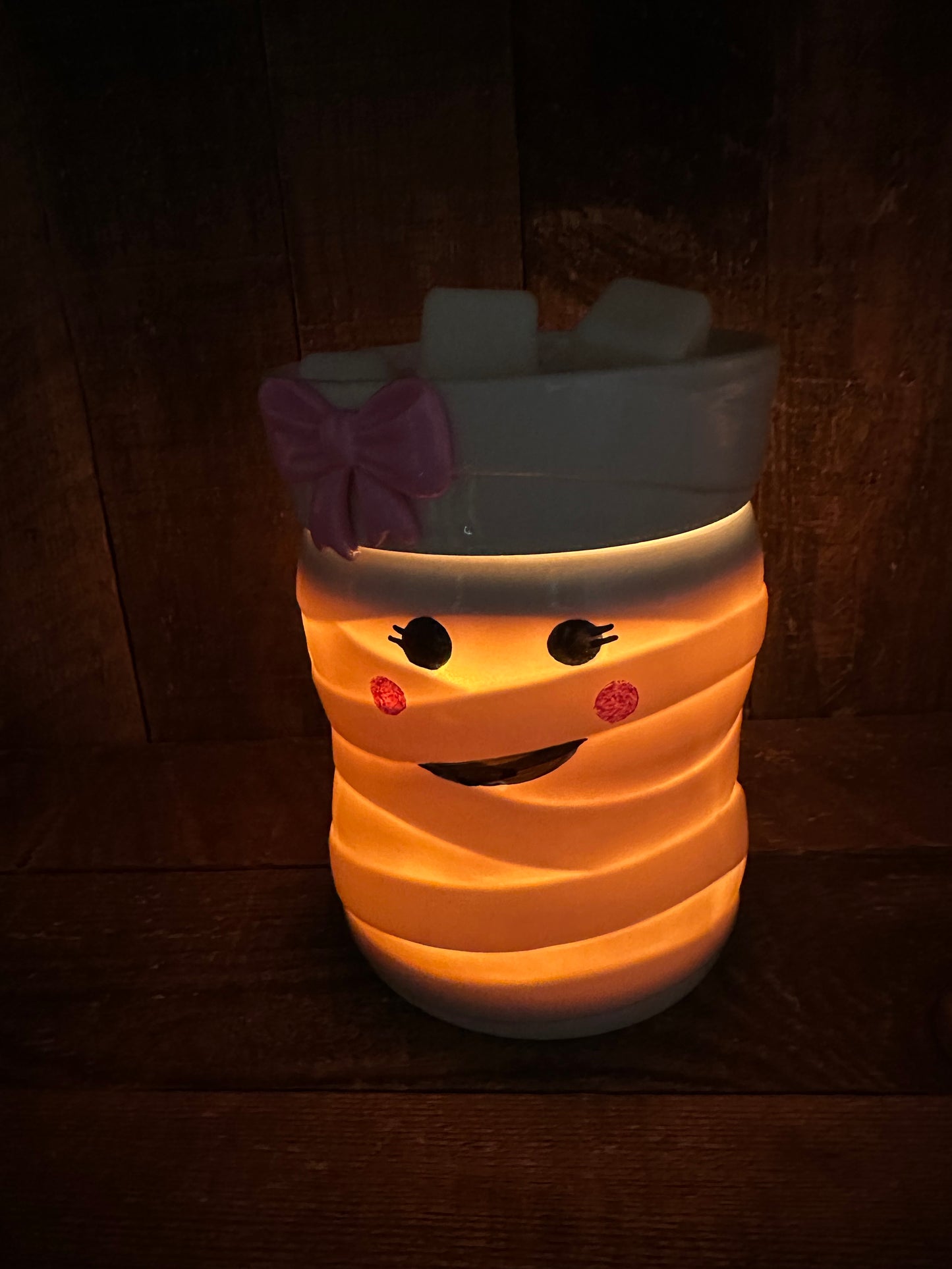 Ghost or Mummy Halloween Cute Light Up Wax Warmer Fall Essential Oil Melter