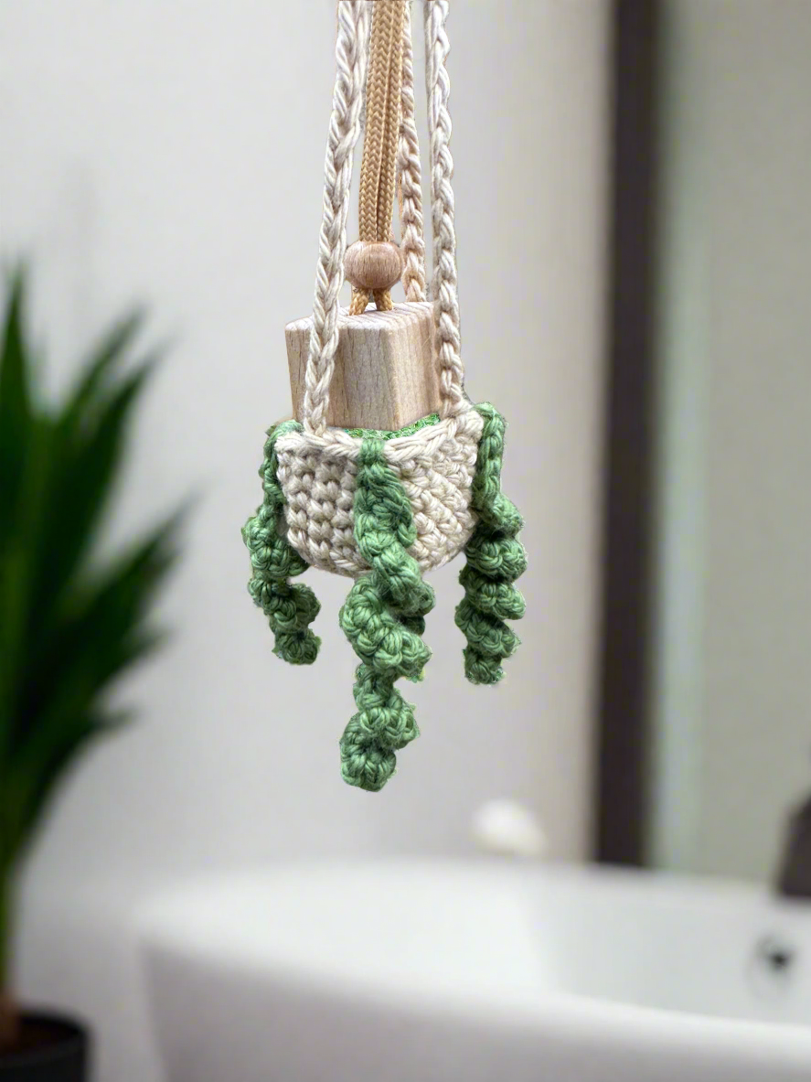 Hanging Plant Basket Car Air Freshener Cover Diffuser Travel Boho Crocheted