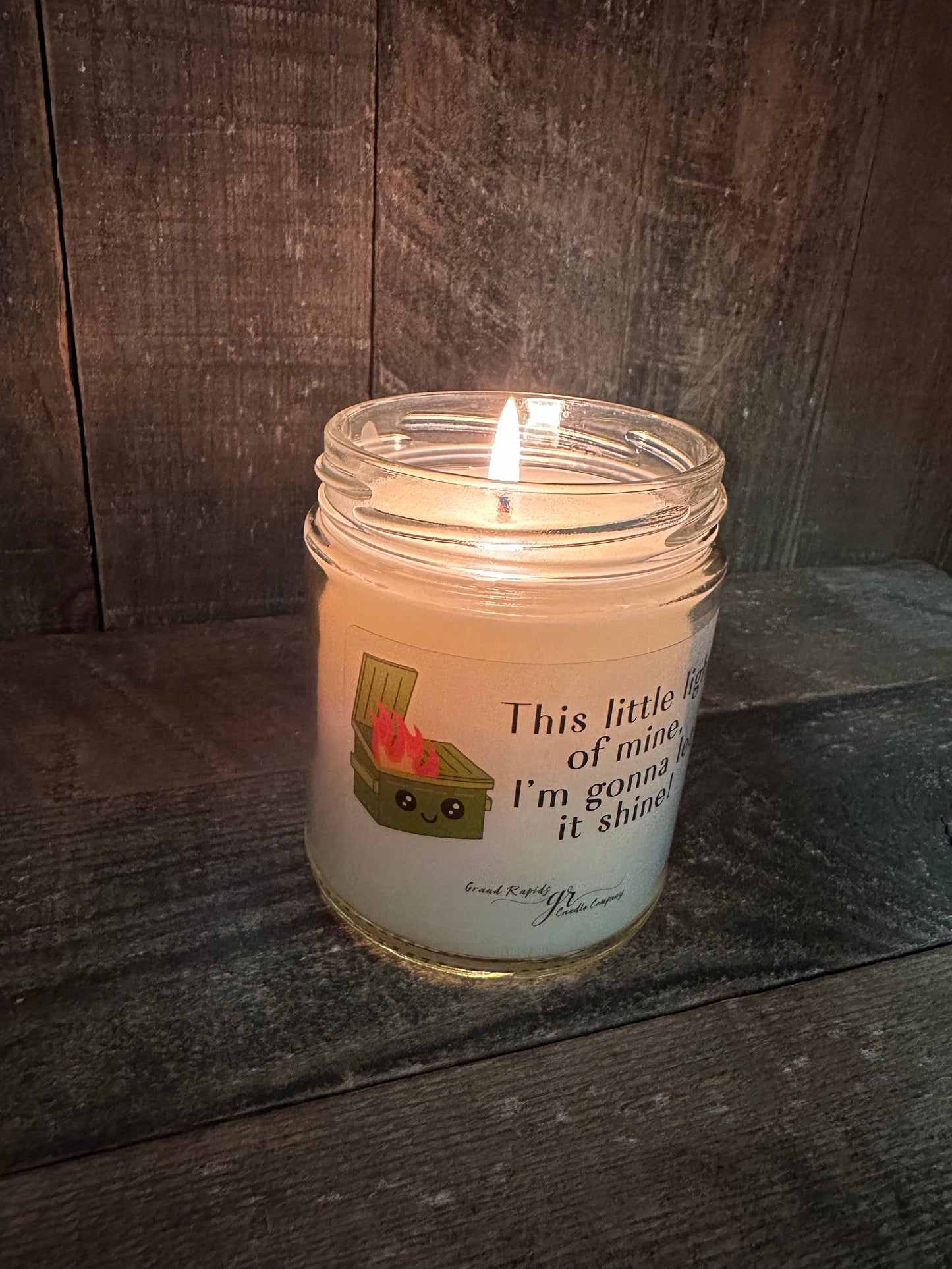 Dumpster Fire. Candle This Little Light of Mine. 9 oz Soy Blend Funny