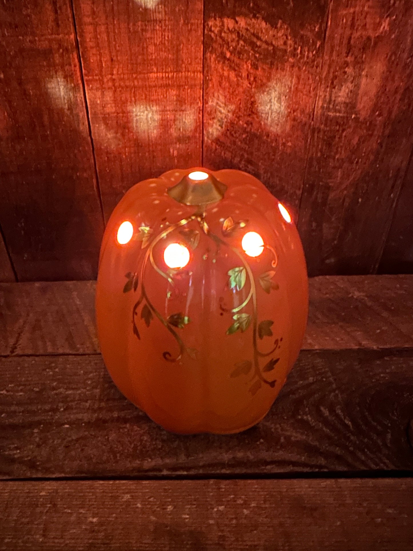Pumpkin Wax Melter Fall Halloween Gold Swirls Essential Oil Warmer