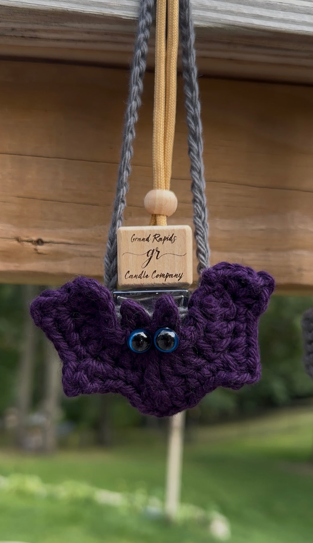 Bat Halloween Crocheted Hanging Basket Car Air Freshener Cover Diffuser Travel Boho