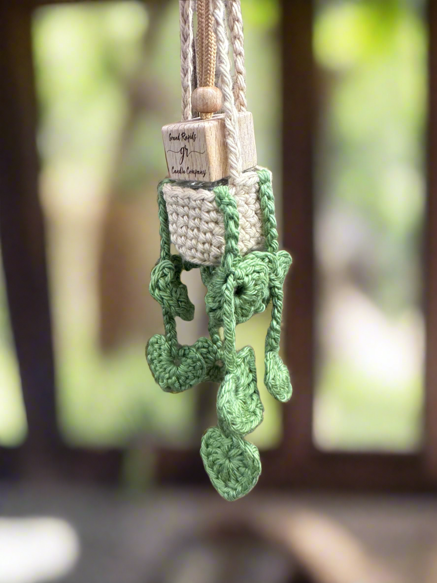 Hanging Plant Basket Car Air Freshener Cover Diffuser Travel Boho Crocheted
