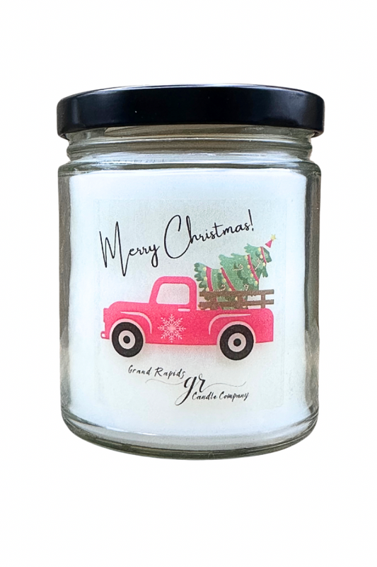 Merry Christmas Candle old Rustic classic truck tree 9oz Soy Blend Gift