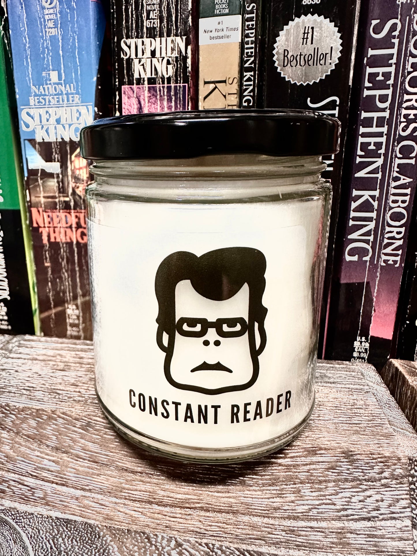 Constant Reader Candle Stephen King Face 9oz Soy Blend gift book reader