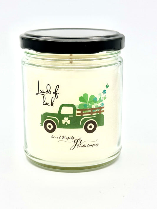 St. Patrick’s Day Candle Loads of Luck old classic truck 9oz Soy Blend Gift