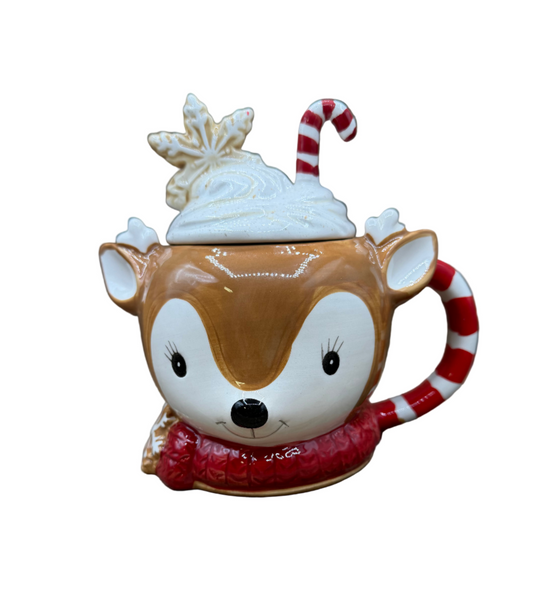 đź’źHoliday Coffee Mug Candle With Lid Reindeer Cafe Present