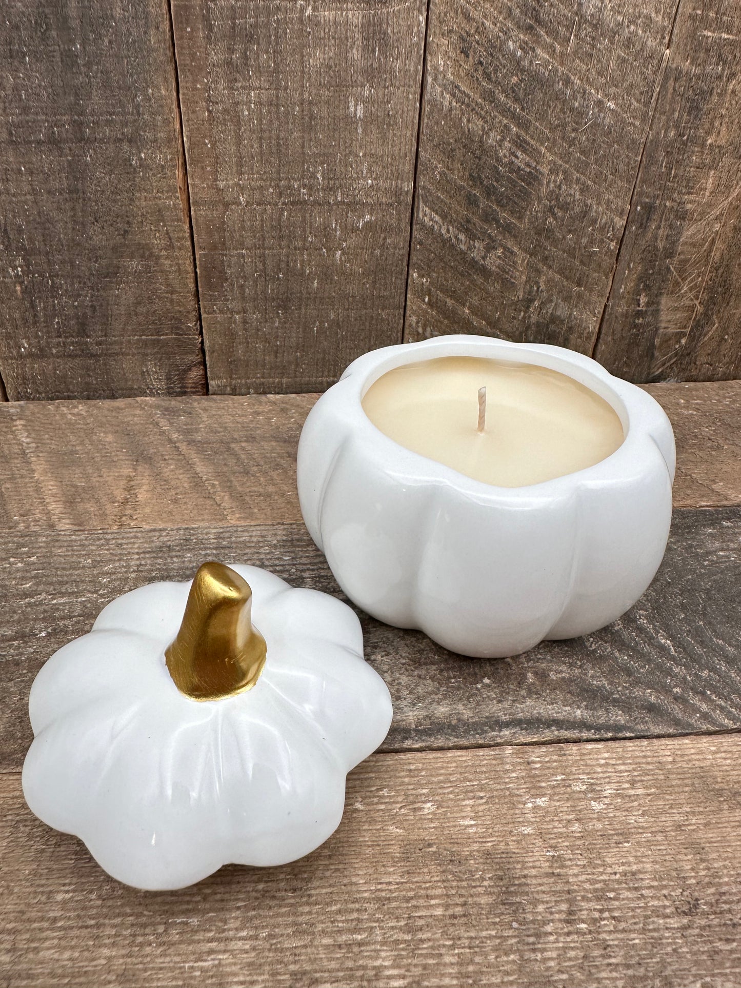 White Pumpkin Candle Fall Halloween 9 ounce Soy Blend