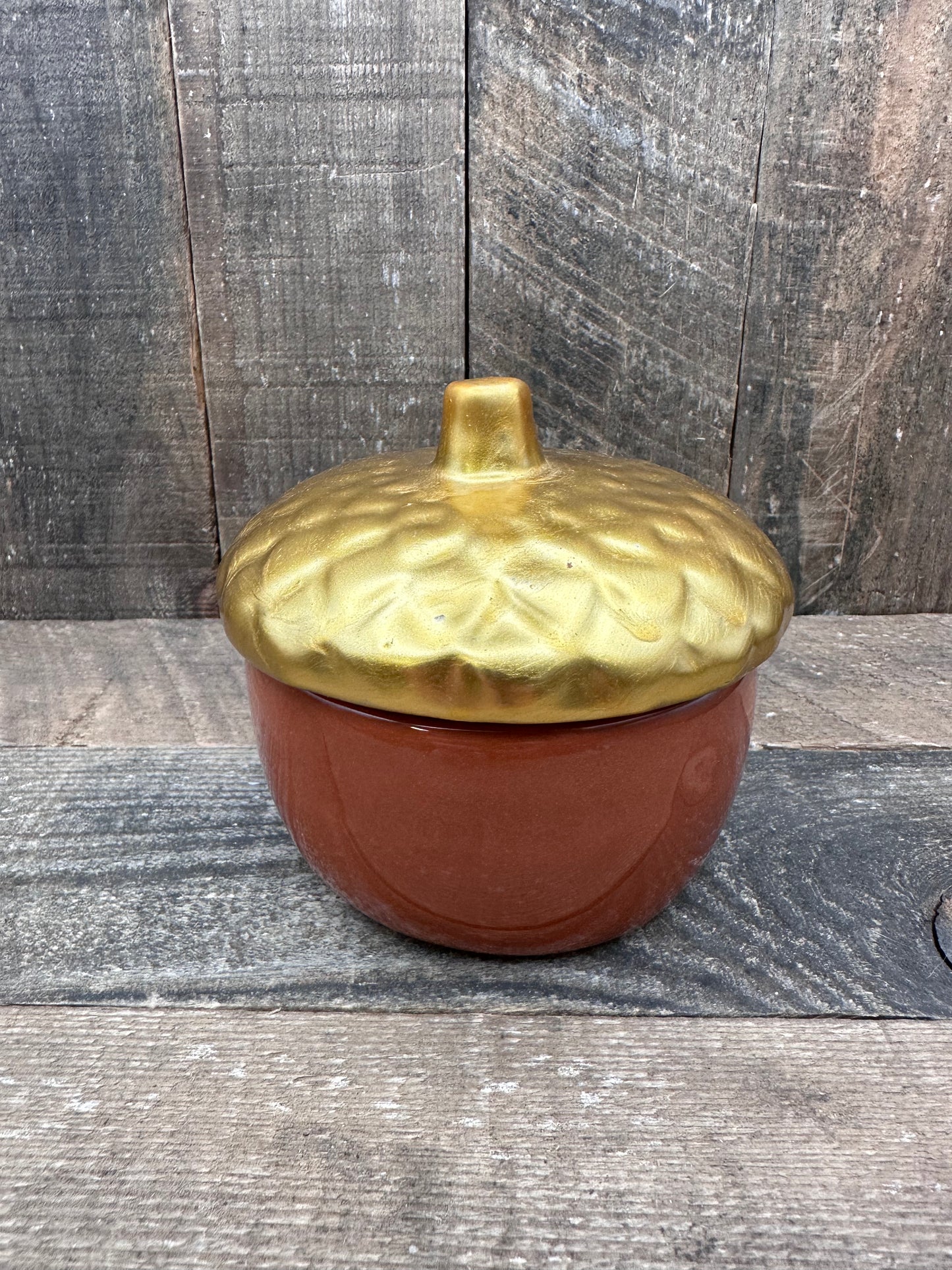 Acorn Candle With Gold Top Fall Halloween 9 ounce Soy Blend