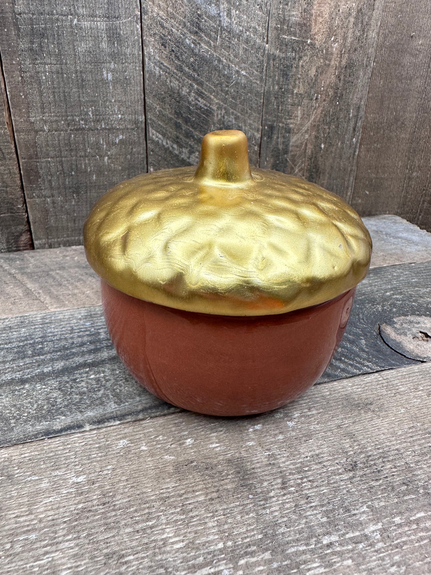 Acorn Candle With Gold Top Fall Halloween 9 ounce Soy Blend