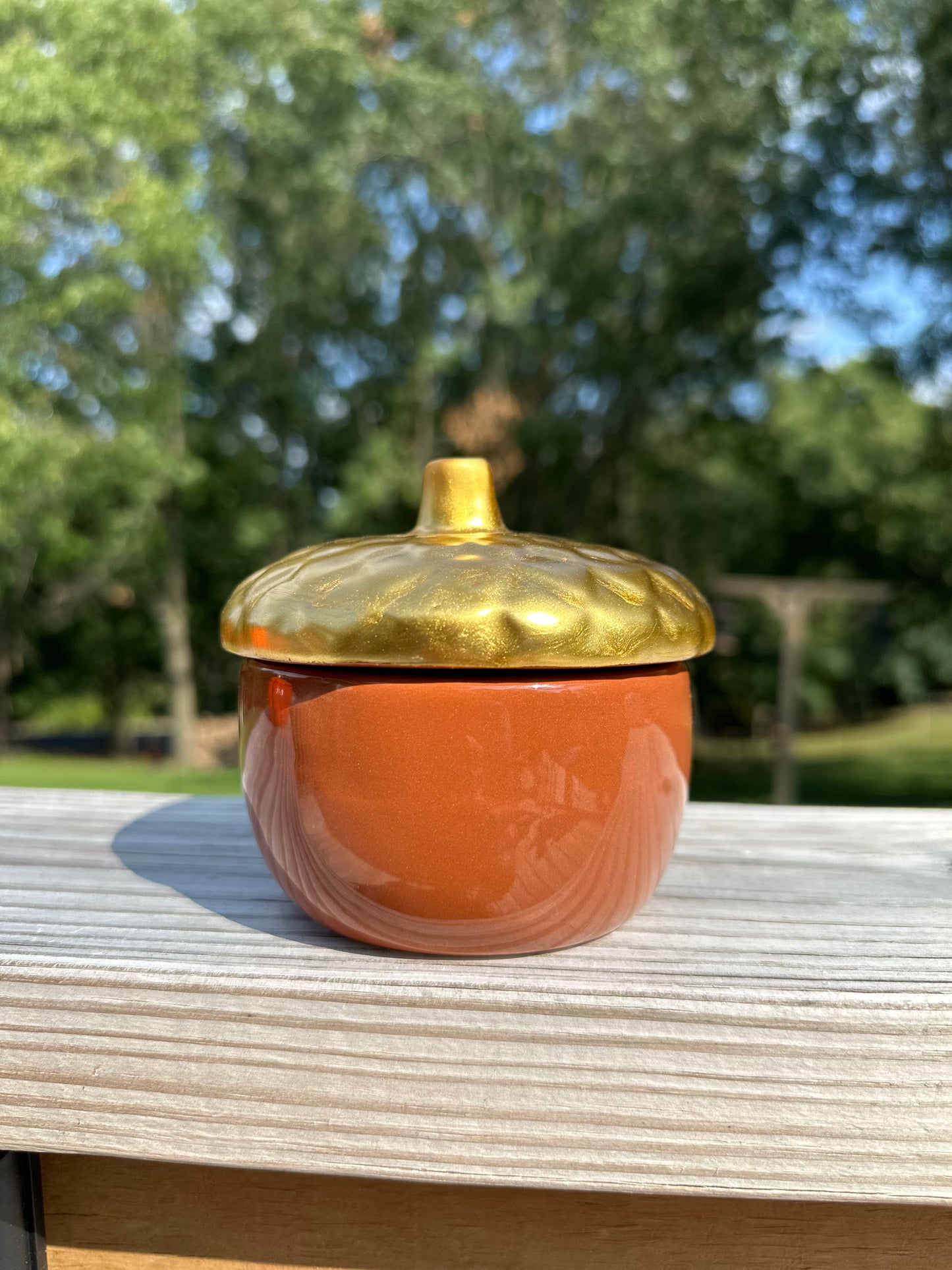 Acorn Candle With Gold Top Fall Halloween 9 ounce Soy Blend