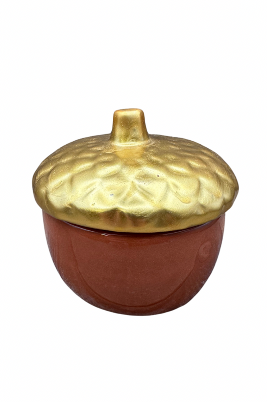 Acorn Candle With Gold Top Fall Halloween 9 ounce Soy Blend