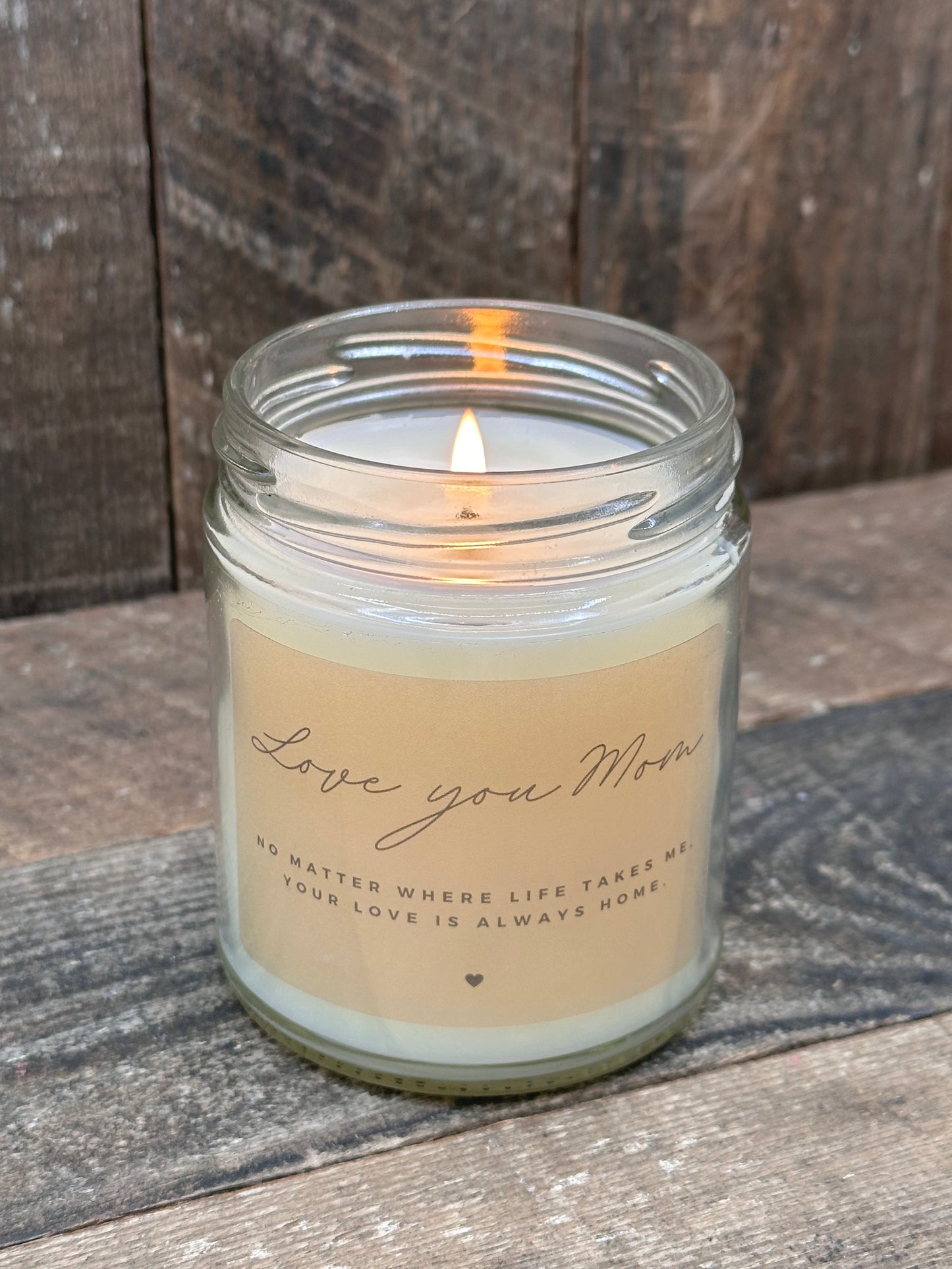 Love You Mom. Candle. 9oz Soy Blend Heartfelt Gift Mother's Day