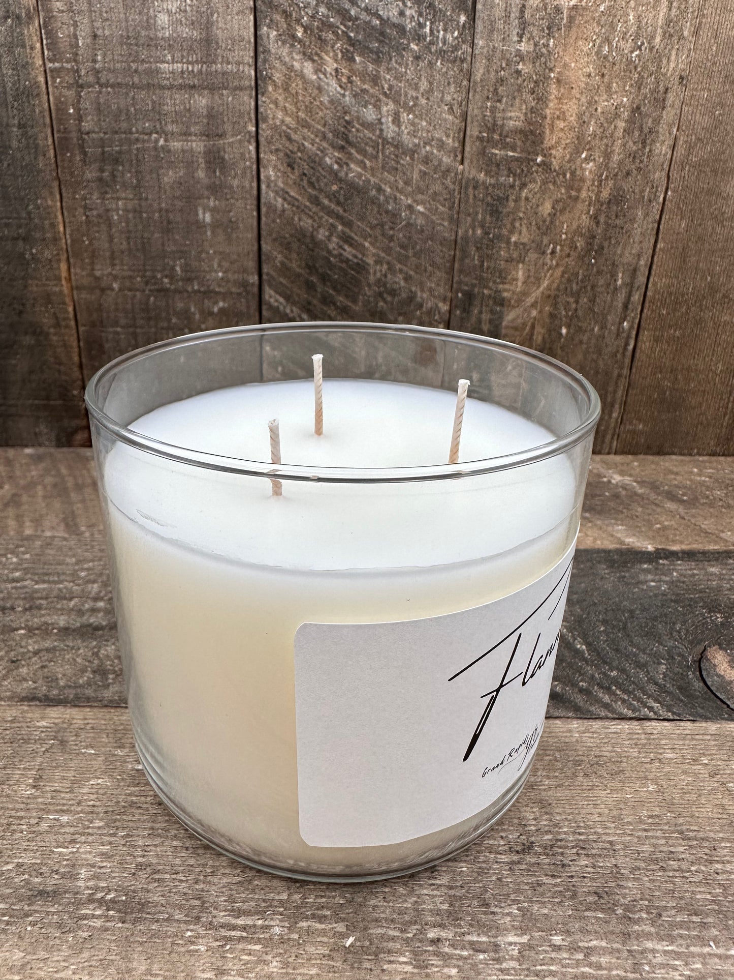 3 wick Soy Blend Candle with sleek black metal lid