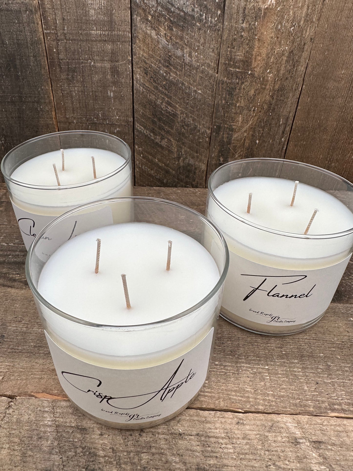 3 wick Soy Blend Candle with sleek black metal lid