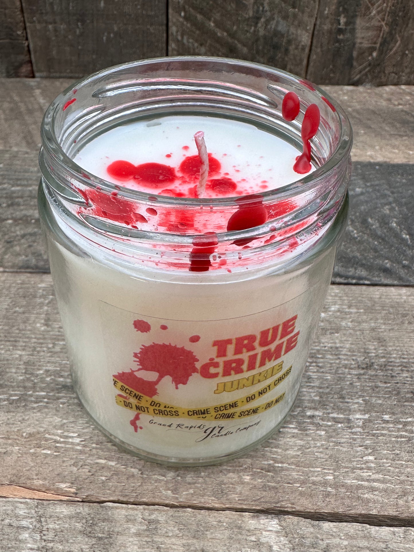 True Crime Junkie Candle 9oz Soy Blend Gift Blood Spatter
