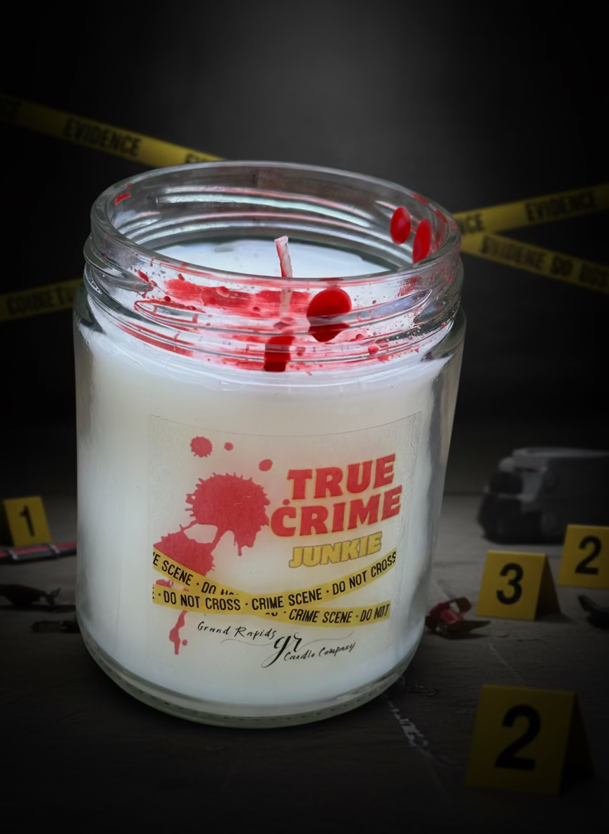 True Crime Junkie Candle 9oz Soy Blend Gift Blood Spatter