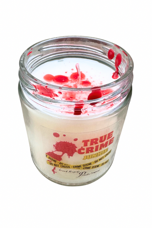 True Crime Junkie Candle 9oz Soy Blend Gift Blood Spatter