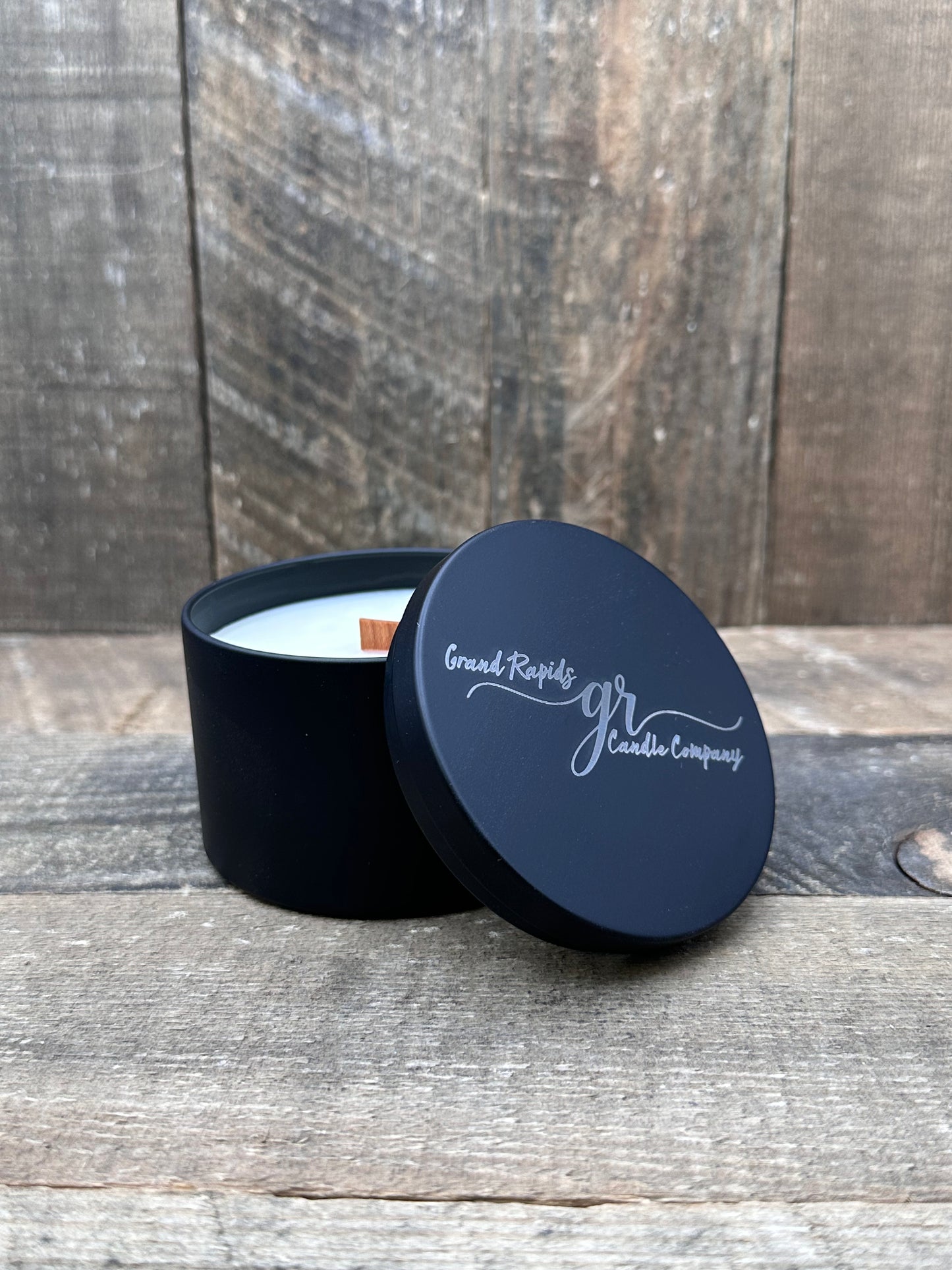 Black Tin 8 oz soy blend Travel candle