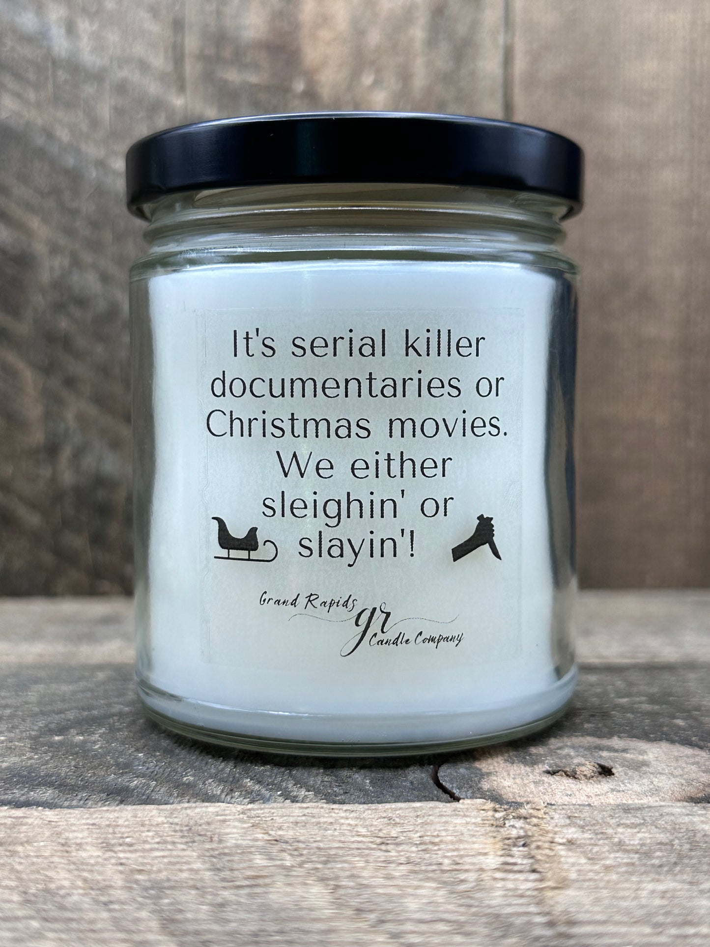 Serial Killer Documentaries Candle Christmas Movies funny 9 oz soy blend