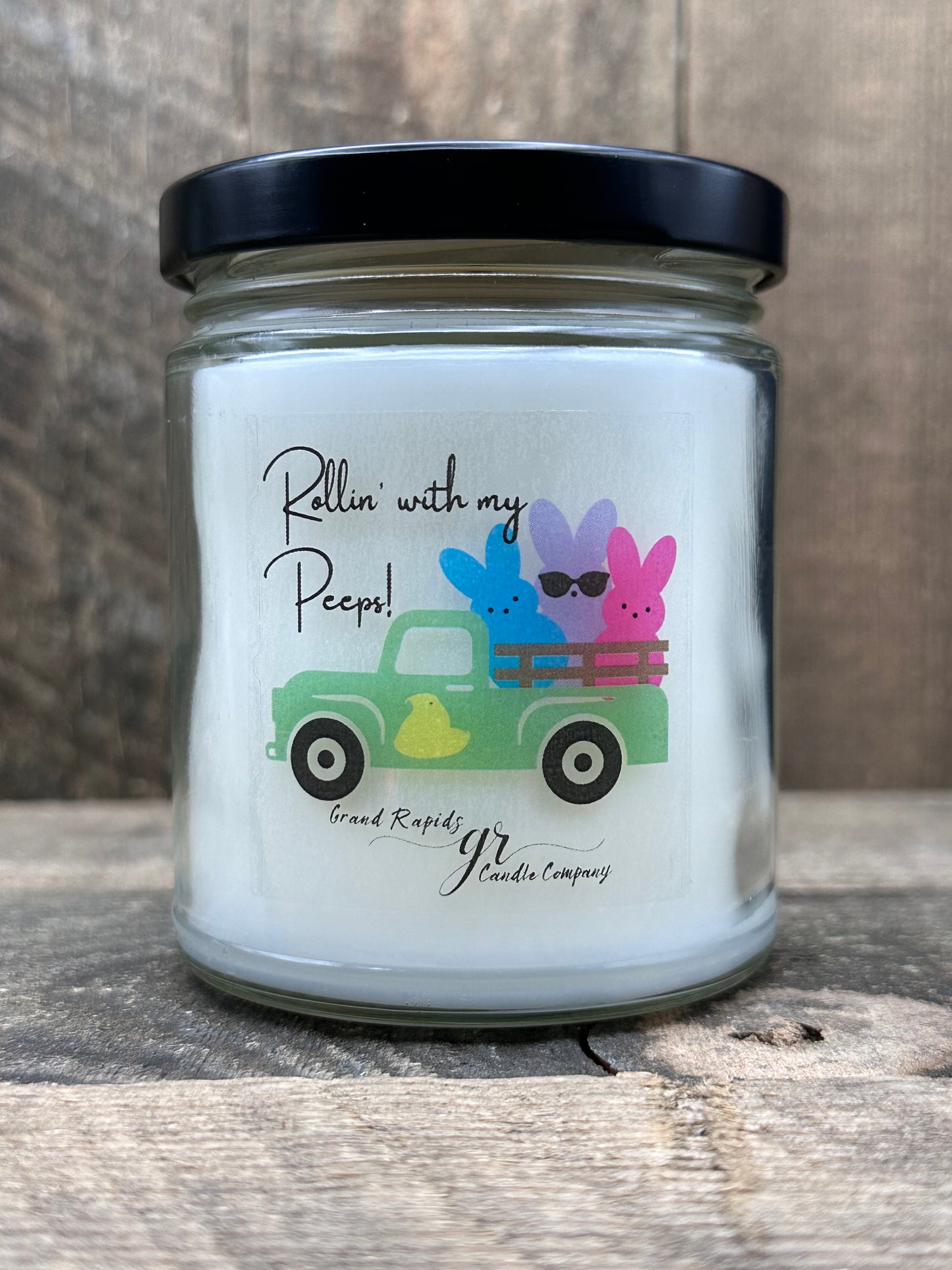Rollin’ with my peeps Candle for Easter old classic truck 9oz Soy Blen