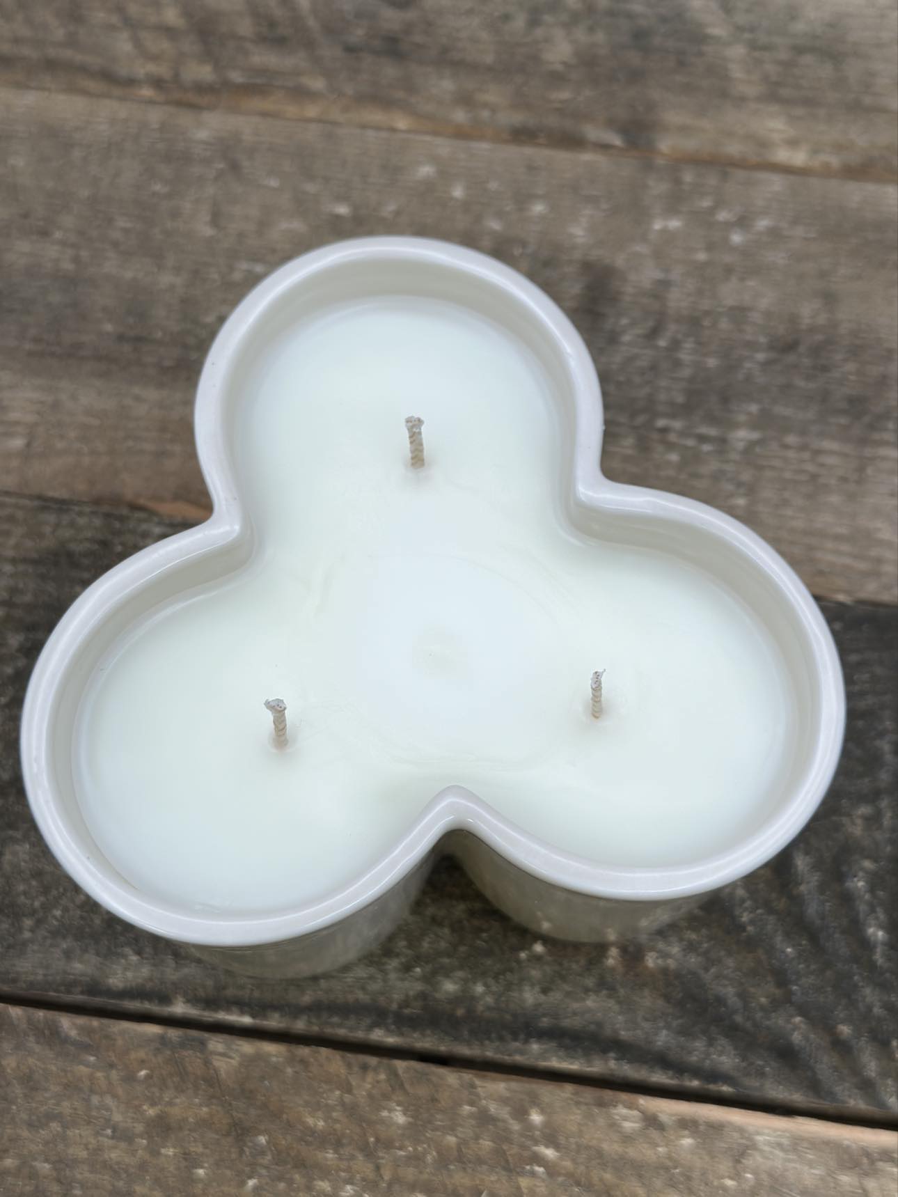 Three Wick Triangle White Reclaimed Vanilla Candle