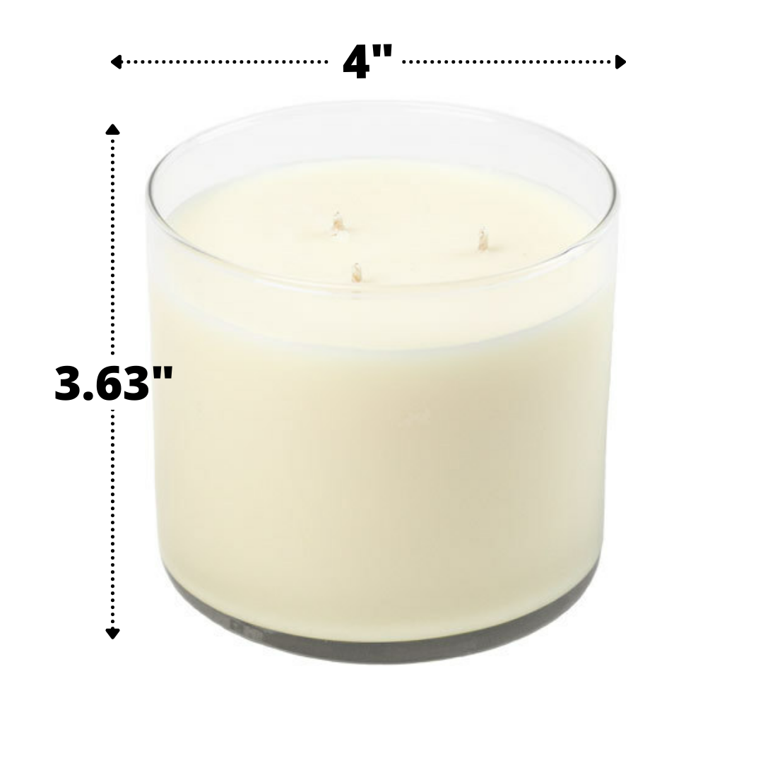 3 wick Soy Blend Candle with sleek black metal lid
