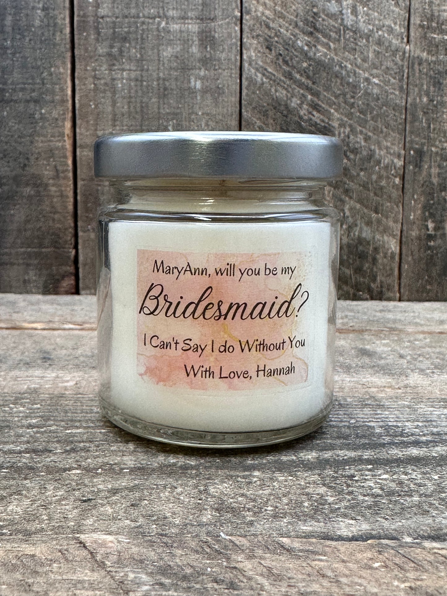 Custom wedding candle favors baby and bridal shower 4 ounce
