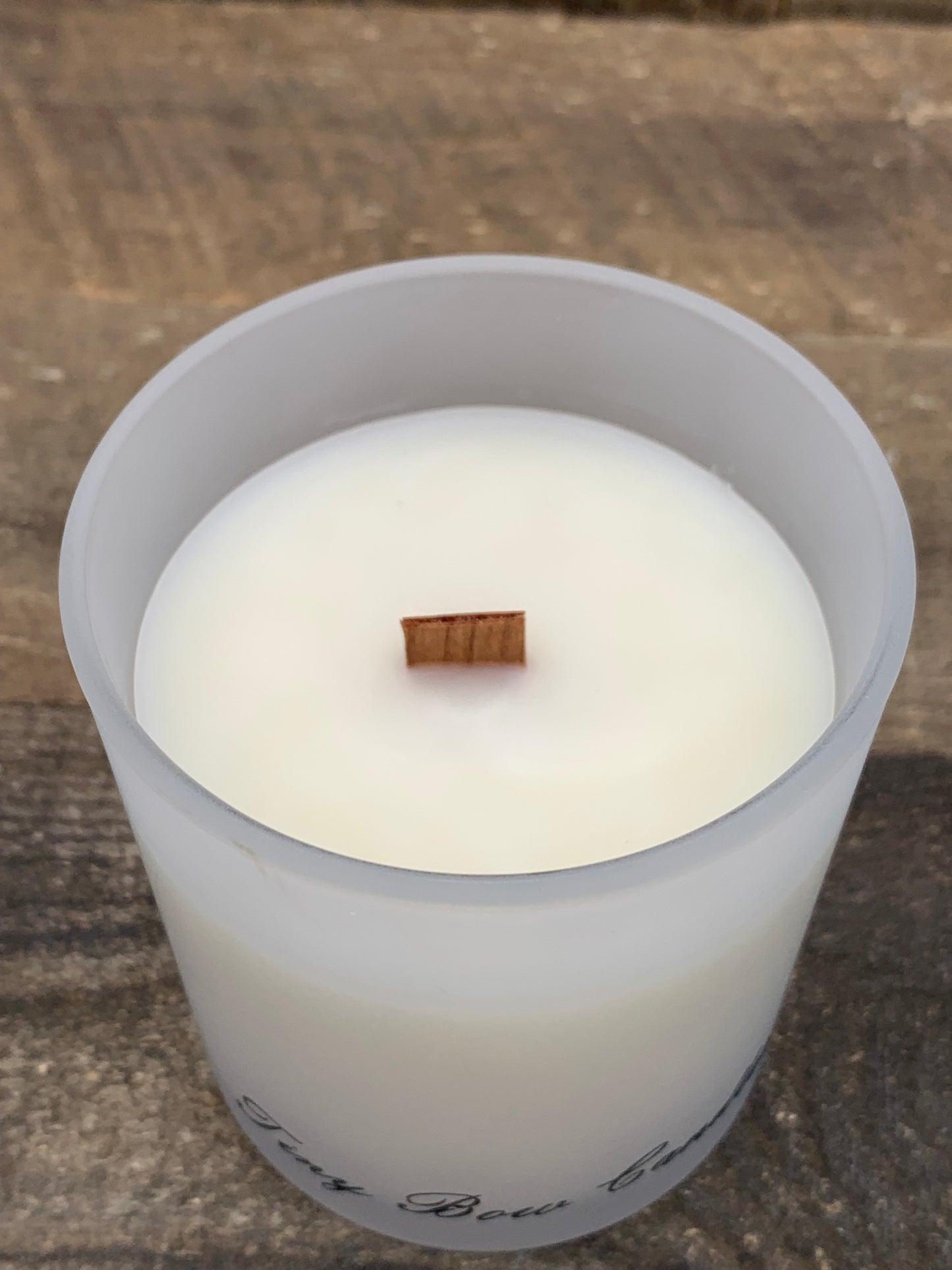 Frosted White wood wick Tumbler 9 oz soy blend candle