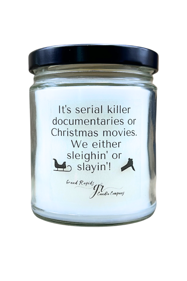 Serial Killer Documentaries Christmas Movies funny Christmas candle 9 oz soy blend