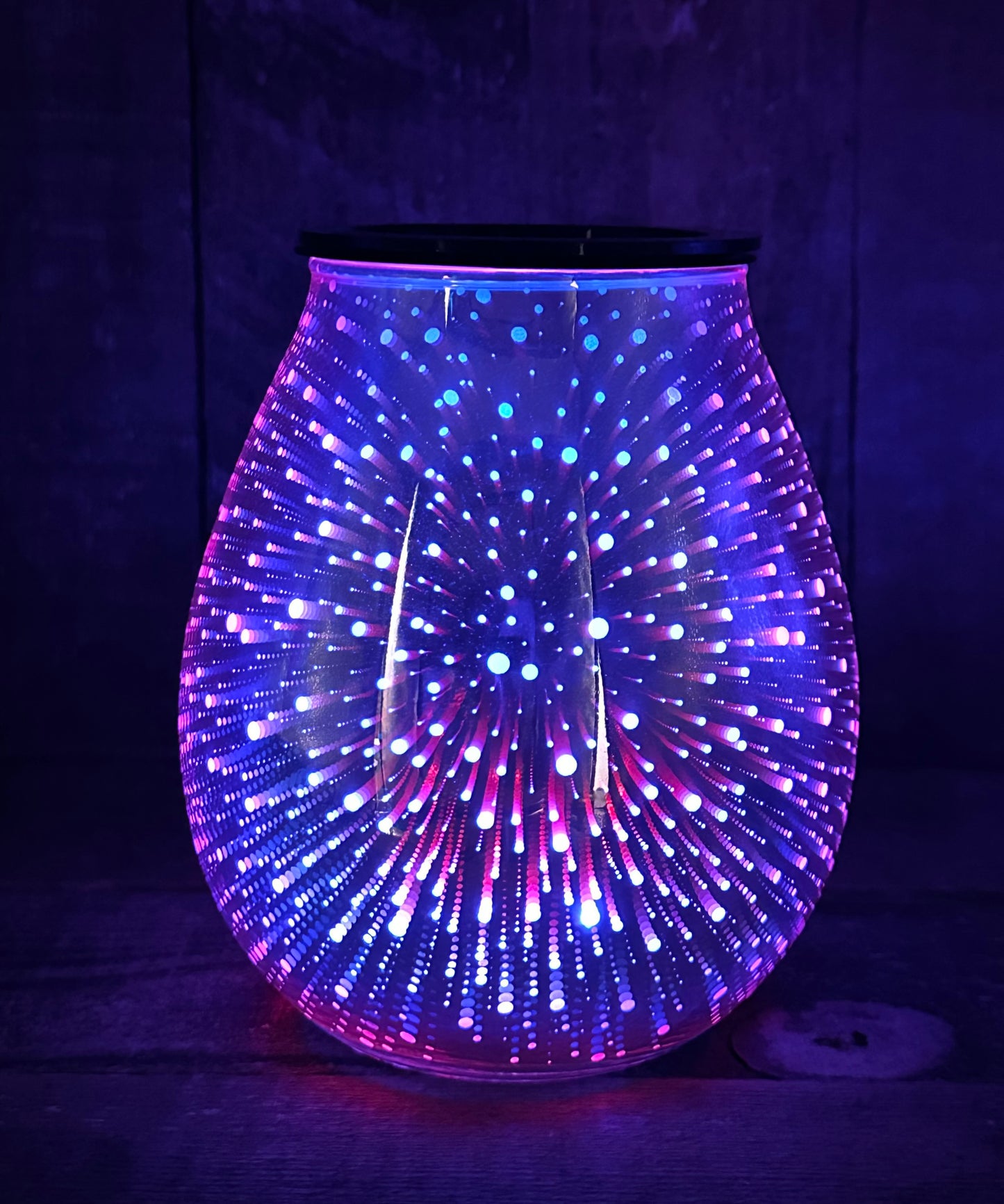 Silver mirror color changing Wax Melter ‘firework’ pattern Essential Oil Warmer Candle Hot Plate with Silicone Tray