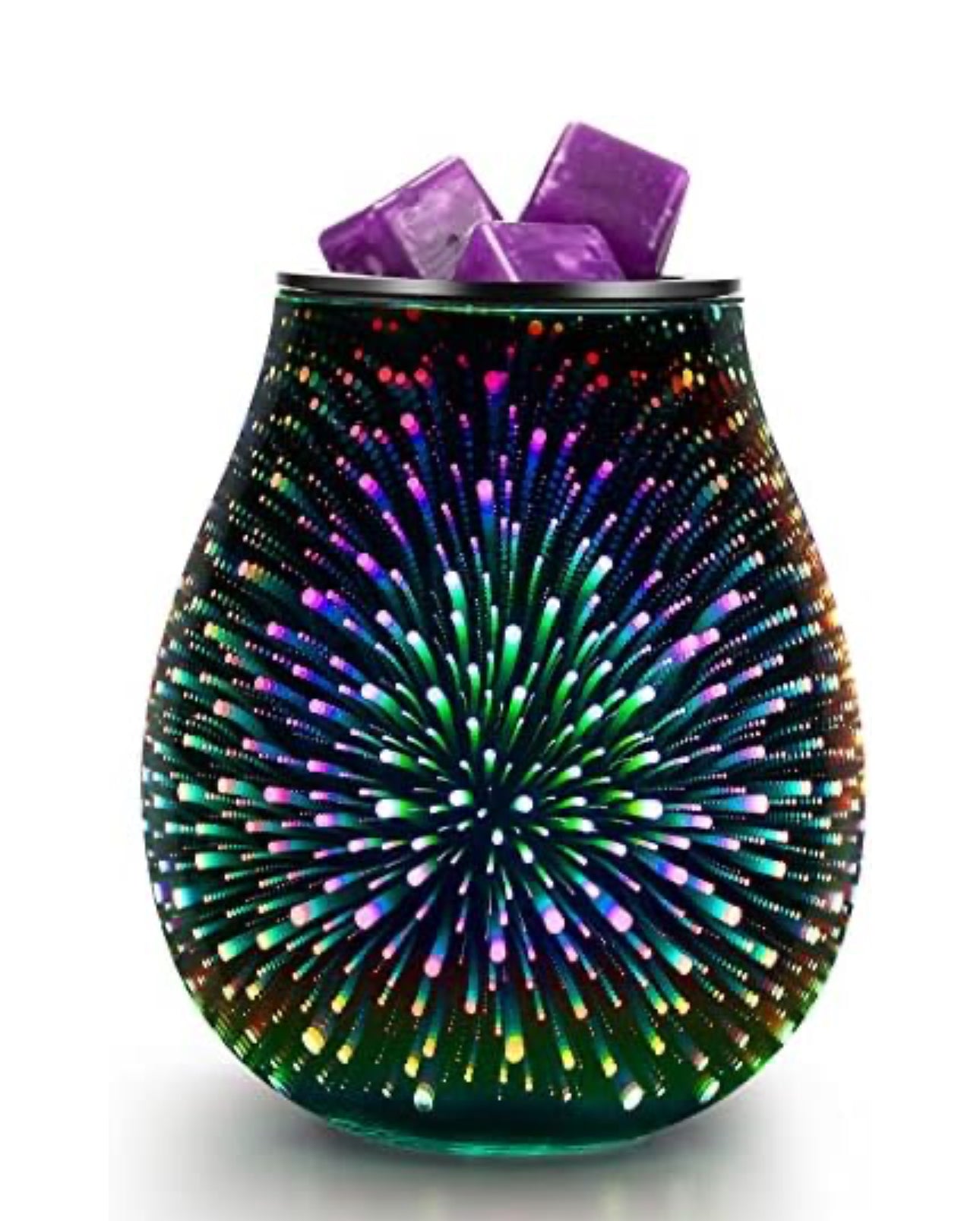 Silver mirror color changing Wax Melter ‘firework’ pattern Essential Oil Warmer Candle Hot Plate with Silicone Tray