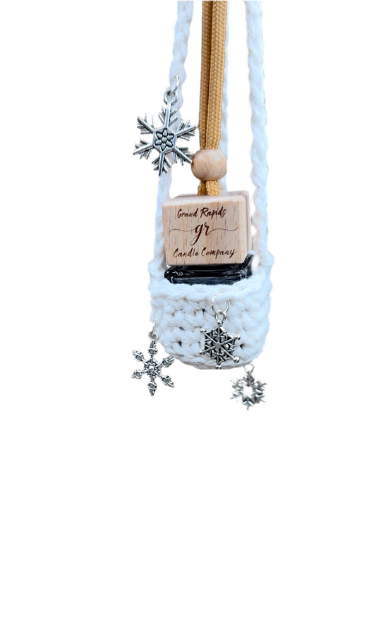 Snowflake Crocheted Hanging Basket Car Air Freshener Cover Diffuser Travel Boho
