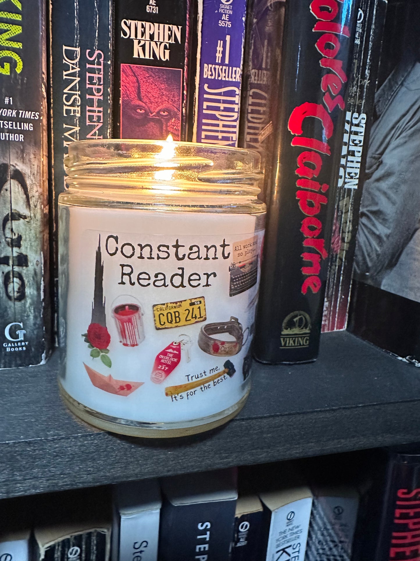 Stephen King Constand Reader 9oz Soy Blend Candle book reader