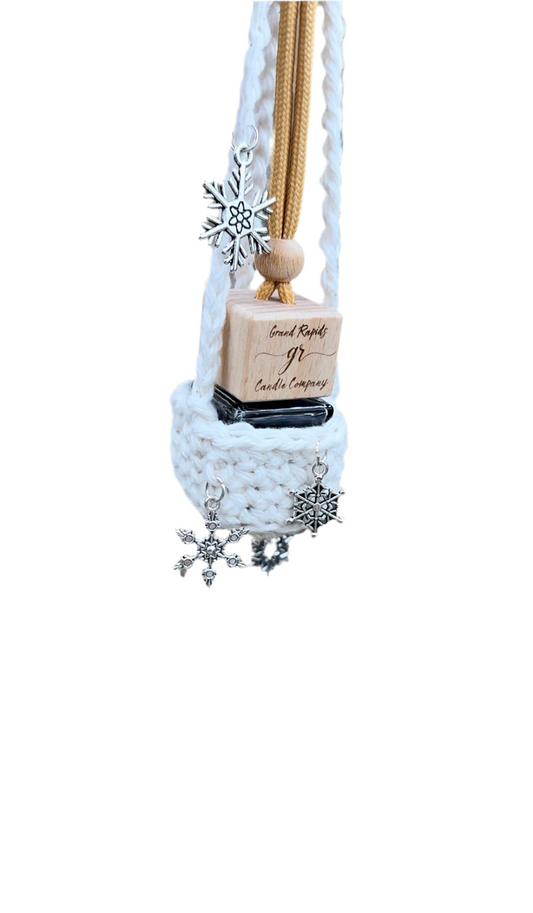 Snowflake Crocheted Hanging Basket Car Air Freshener Cover Diffuser Travel Boho