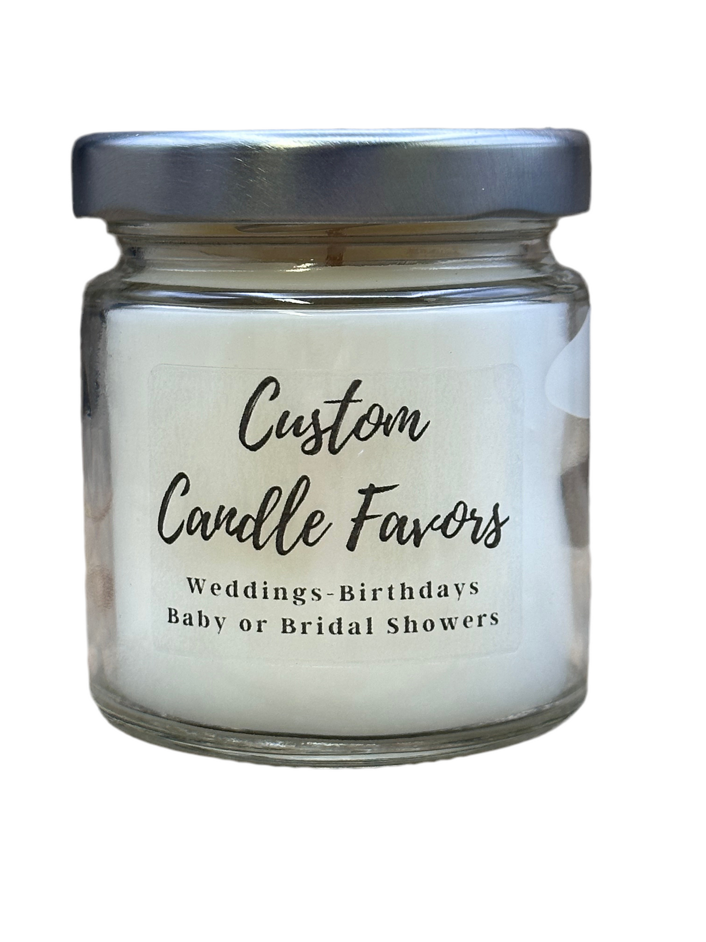 Custom wedding candle favors baby and bridal shower too 4 ounce