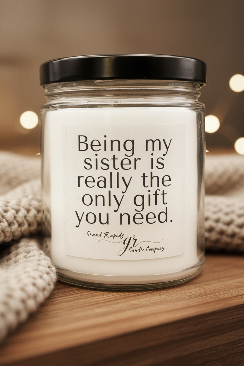 Being my sister is the only gift you need. 9oz Soy Blend Candle