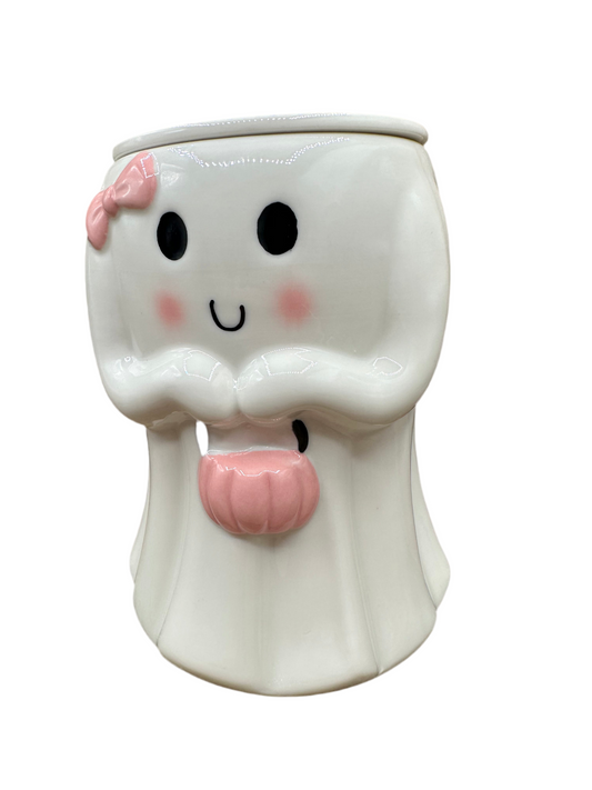 Ghost Halloween Cute Trick or Treat Pink Bow Wax Warmer Fall Essential Oil Melter