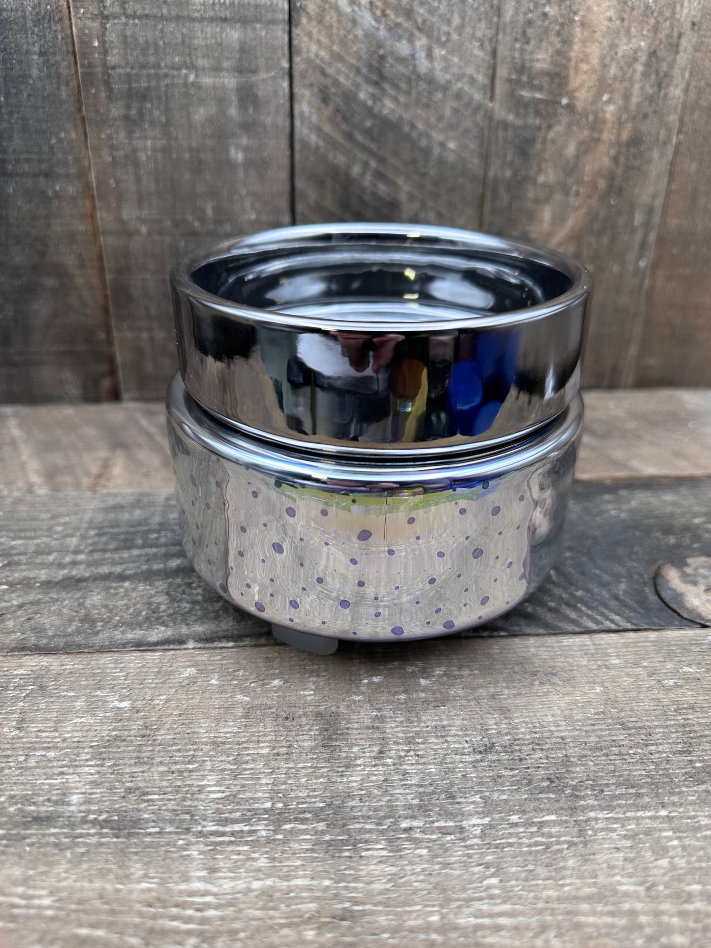 Small Firework pattern Silver mirror color changing Wax Melter Essential Oil Warmer Candle Hot Plate