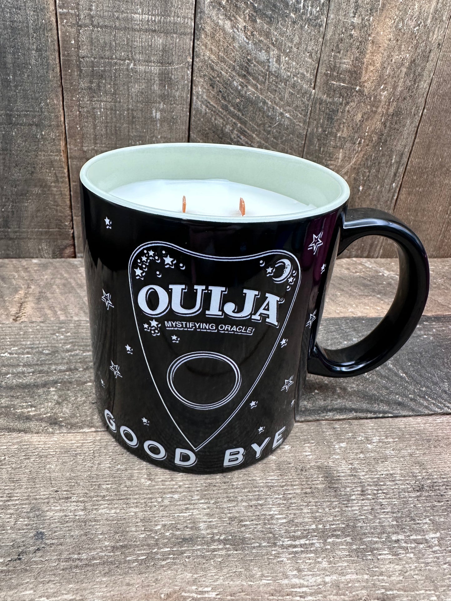 Ouija Board Double Wood Wick Coffee Mug Candle