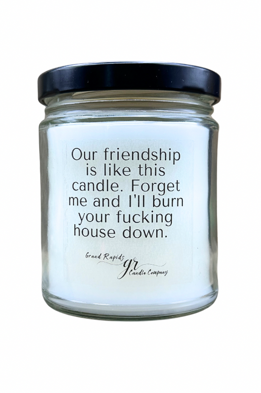 Our friendship burn your house down. 9oz Soy Blend Candle