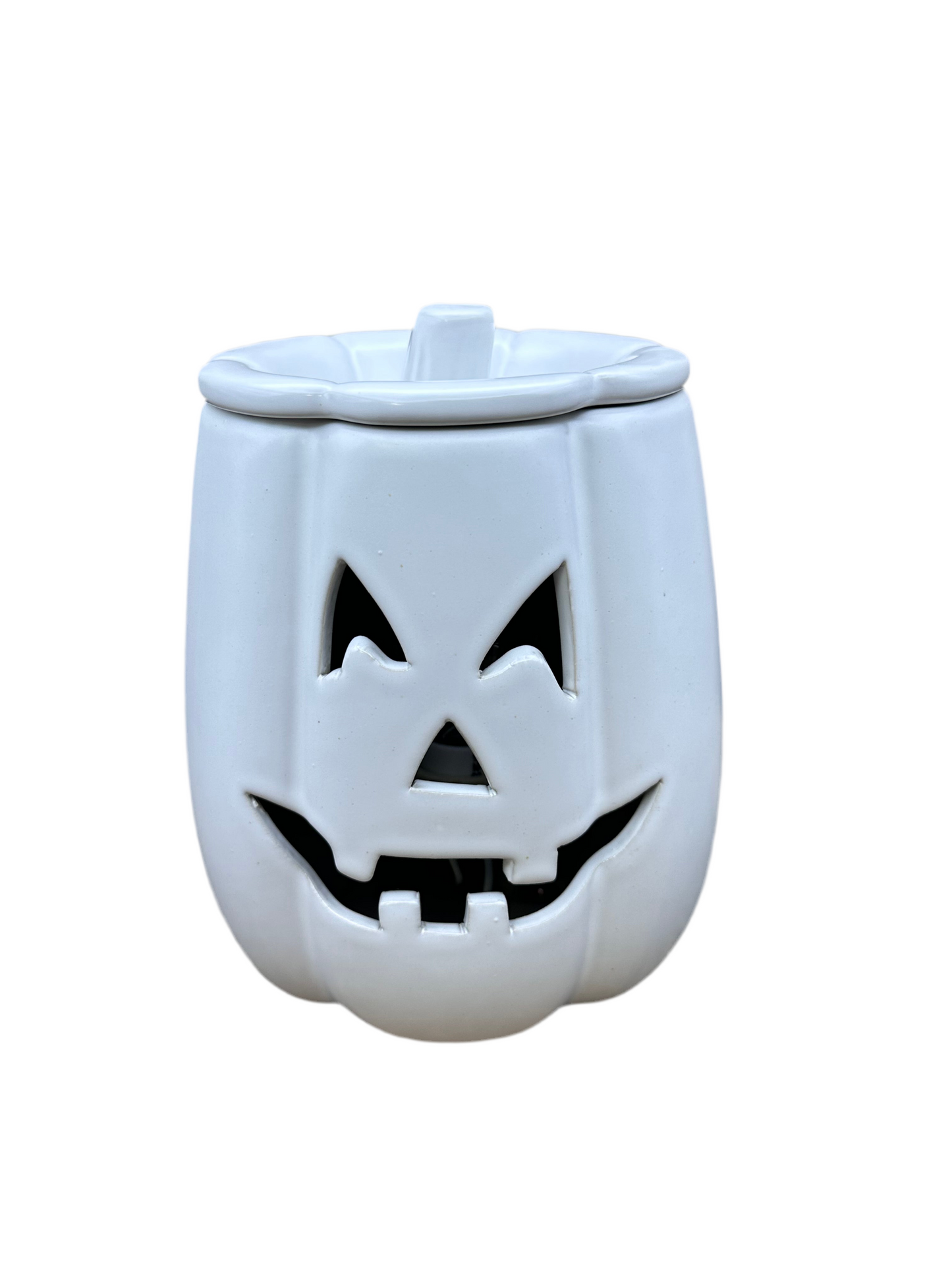 White Carved Pumpkin Wax Melter Fall Halloween Essential Oil Warmer