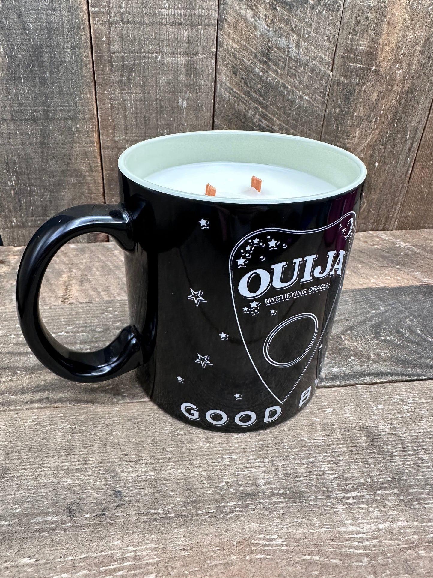 Ouija Board Double Wood Wick Coffee Mug Candle