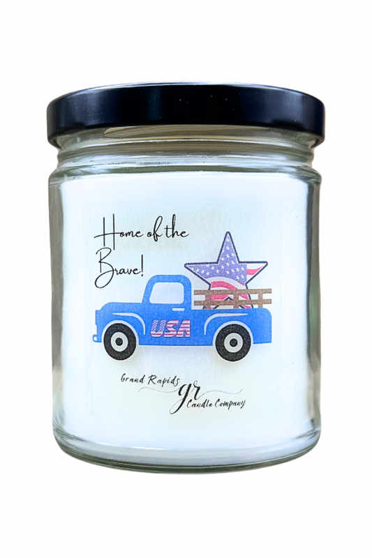 Home of the Brave old classic truck 4th of July 9oz Soy Blend Candle