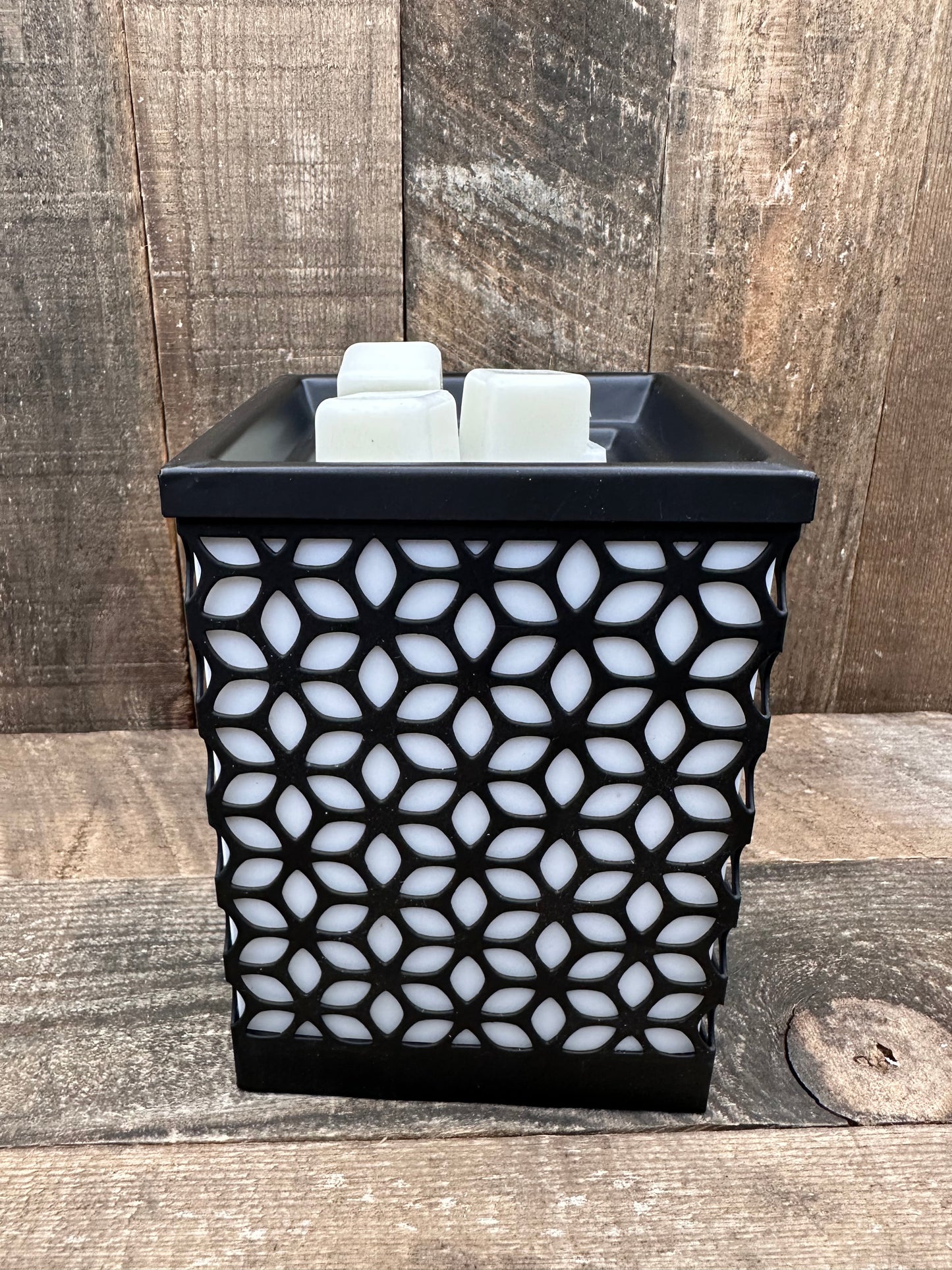 Woven Design Square Light Up Wax Melter Candle Warmer Modern Essential Oil