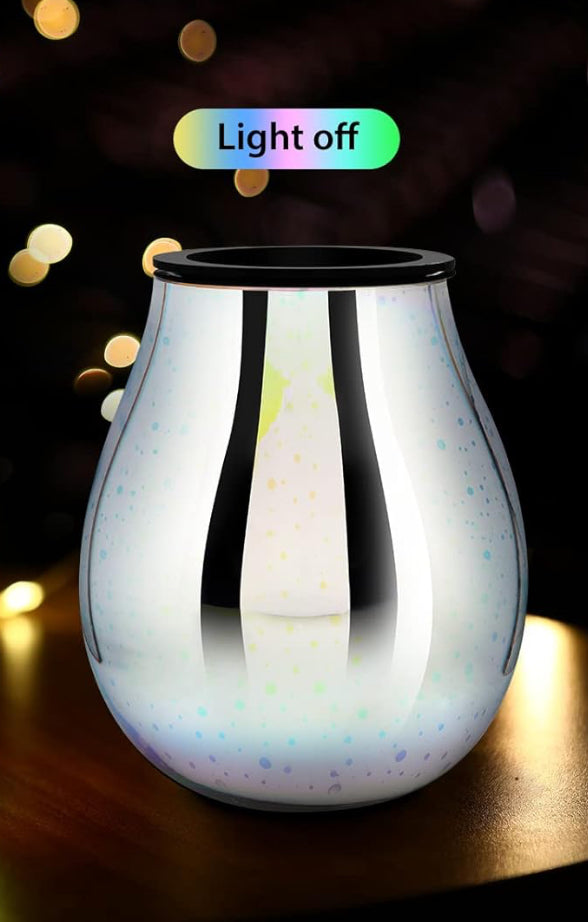 Silver mirror color changing Wax Melter ‘firework’ pattern Essential Oil Warmer Candle Hot Plate with Silicone Tray