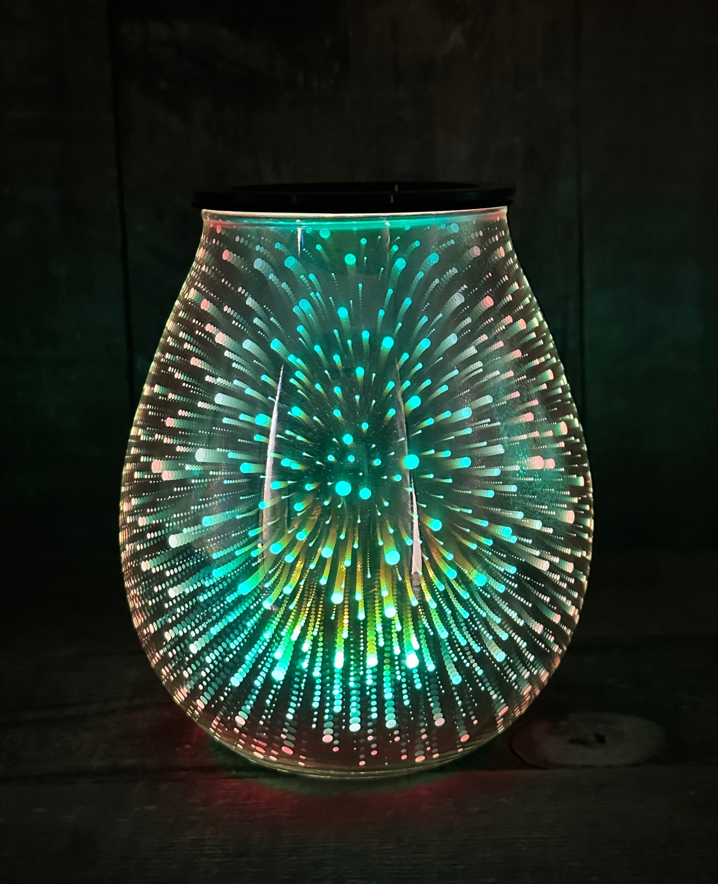 Silver mirror color changing Wax Melter ‘firework’ pattern Essential Oil Warmer Candle Hot Plate with Silicone Tray