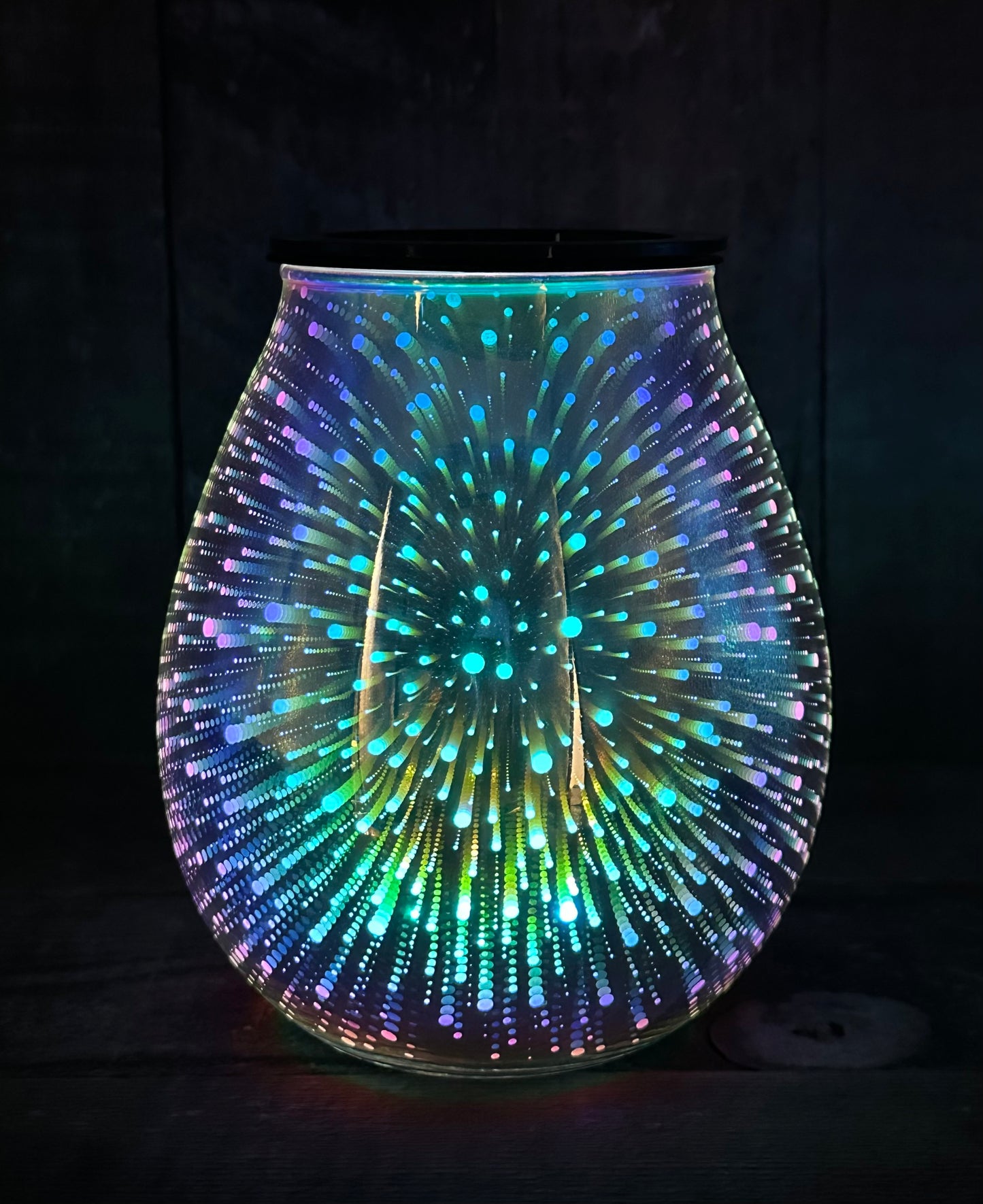 Silver mirror color changing Wax Melter ‘firework’ pattern Essential Oil Warmer Candle Hot Plate with Silicone Tray